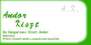 andor kiszt business card